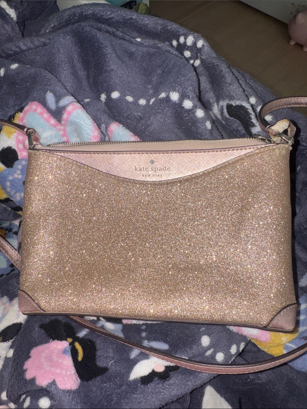 kate spade rose gold glitter crossbody